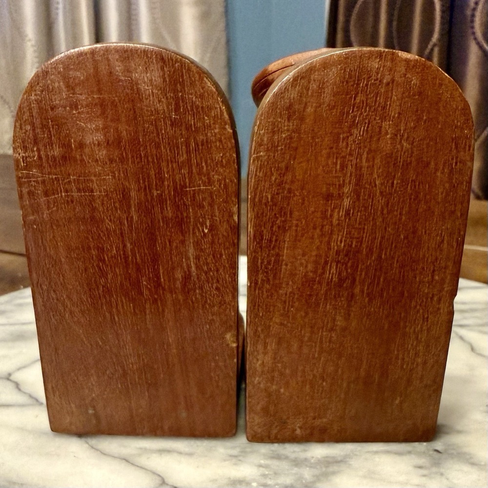VTG 50s 60s MCM Wood Wooden Mexican Sombrero Male Female 4" Bookends Mexico - Picture 6 of 8